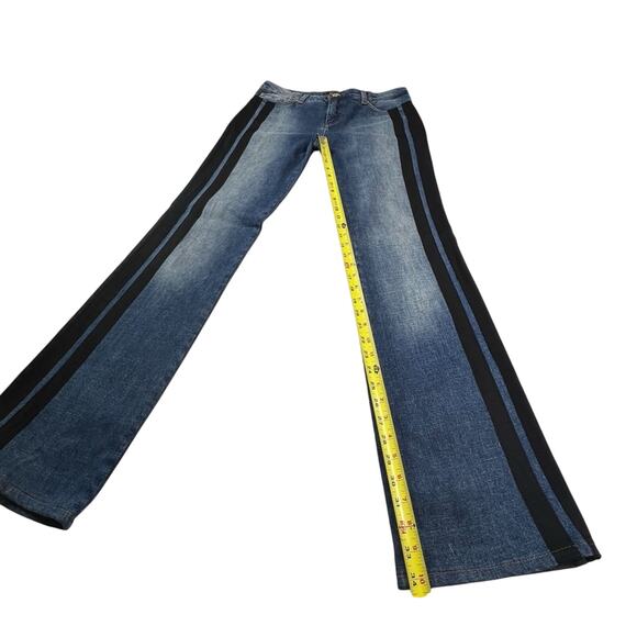 Roberto Cavalli Womens Italian Double Tuxedo Striped Jeans XL Kick Flared Italy - Picture 6 of 16